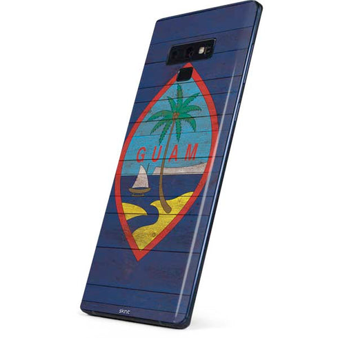 Guam Flag Dark Wood Galaxy Note 9 Skin